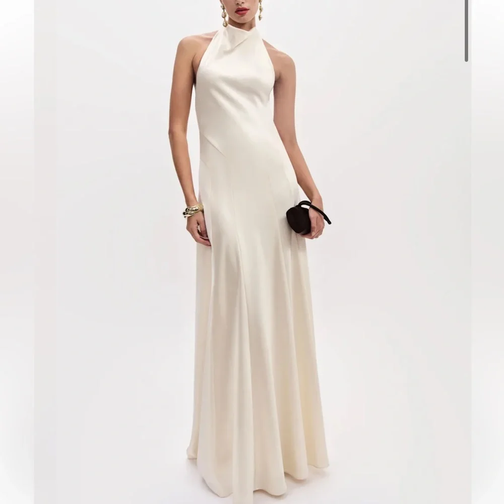 Reformation Roy Ivory Halter-Back Maxi Gown - Picture 4 of 9